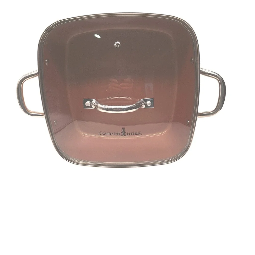 Copper Chef 6.7qt Square Casserole Pan with Glass Lid Non-Stick Induction Base